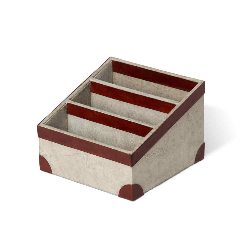 Antique Canvas Letter Holder with Genuine Leather Cream