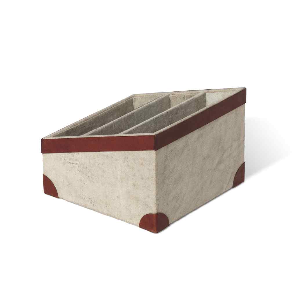 Antique Canvas Letter Holder with Genuine Leather Cream