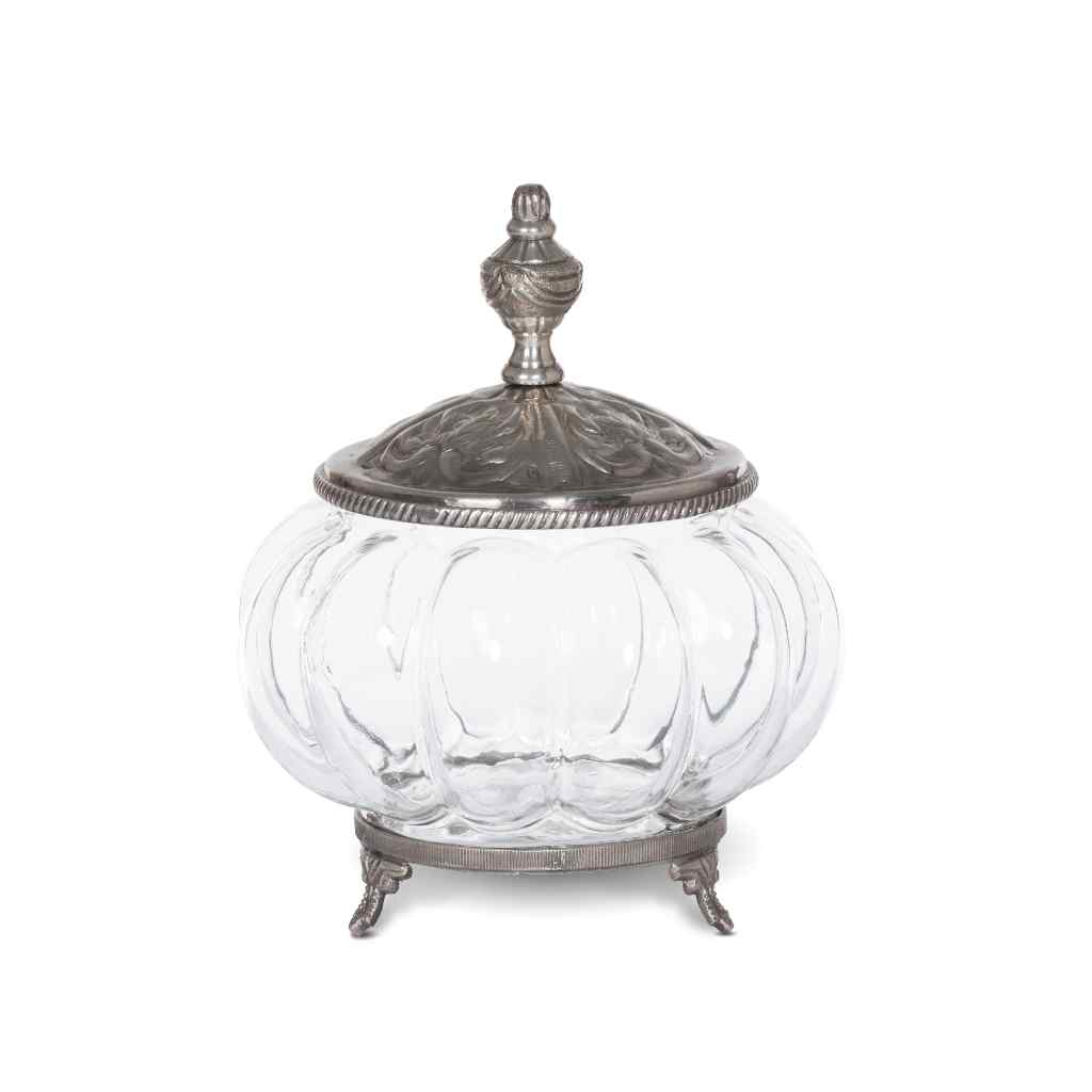 Filigree Glass Vanity Jar Silver