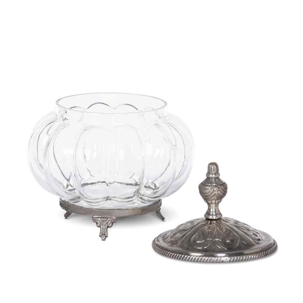 Filigree Glass Vanity Jar Silver