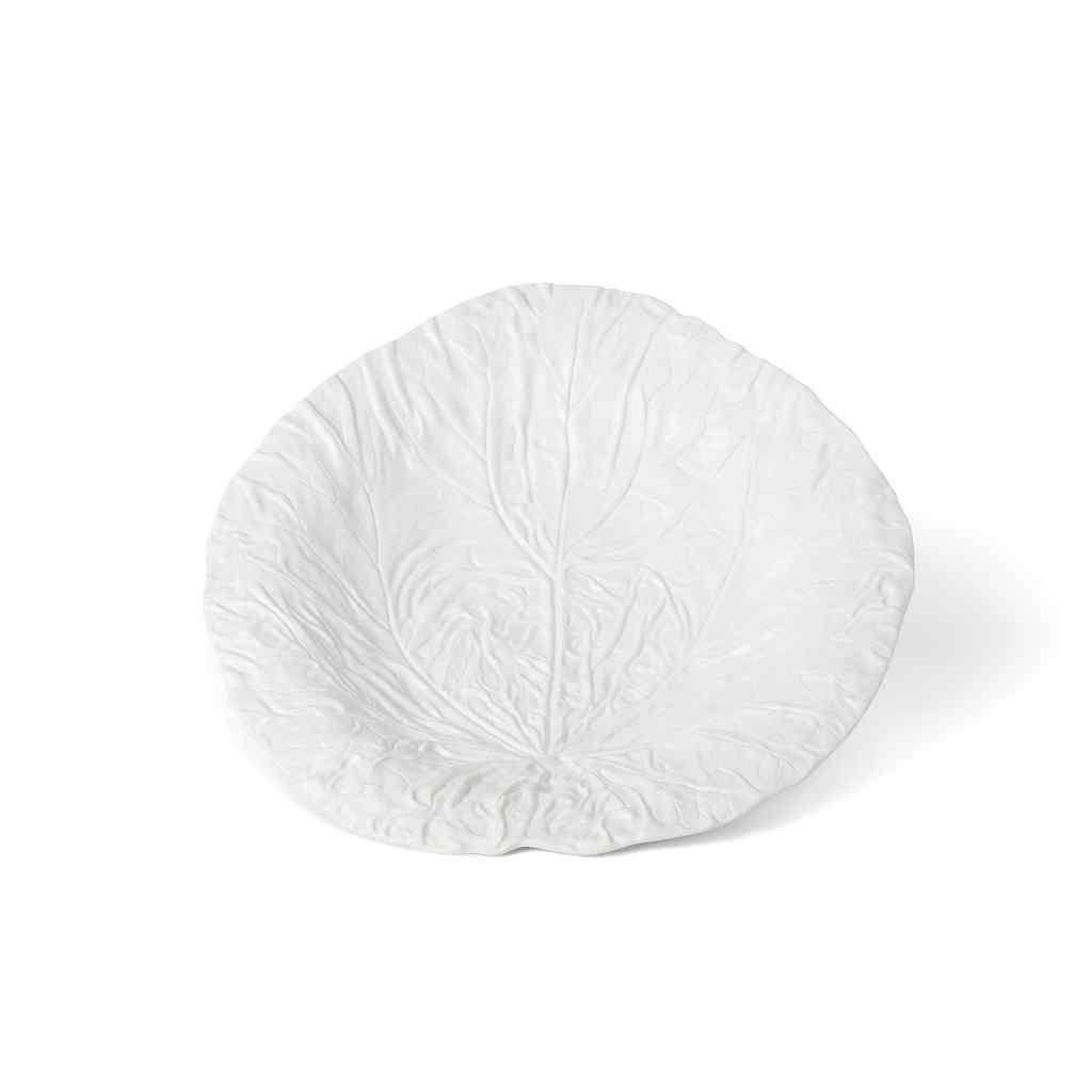 White Cabbage Leaf Ceramic Charger, 14" Dia. White