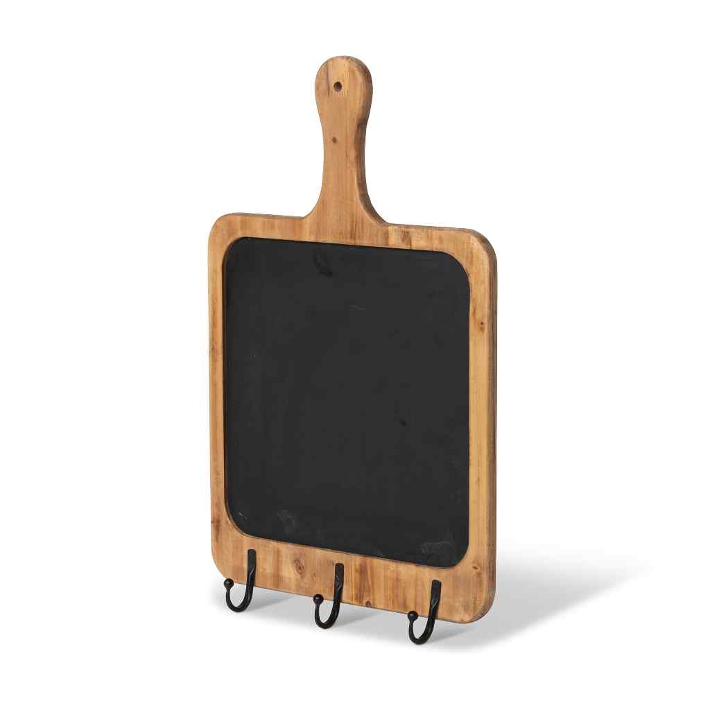 Wooden Blackboard Wall Hook Rack Brown