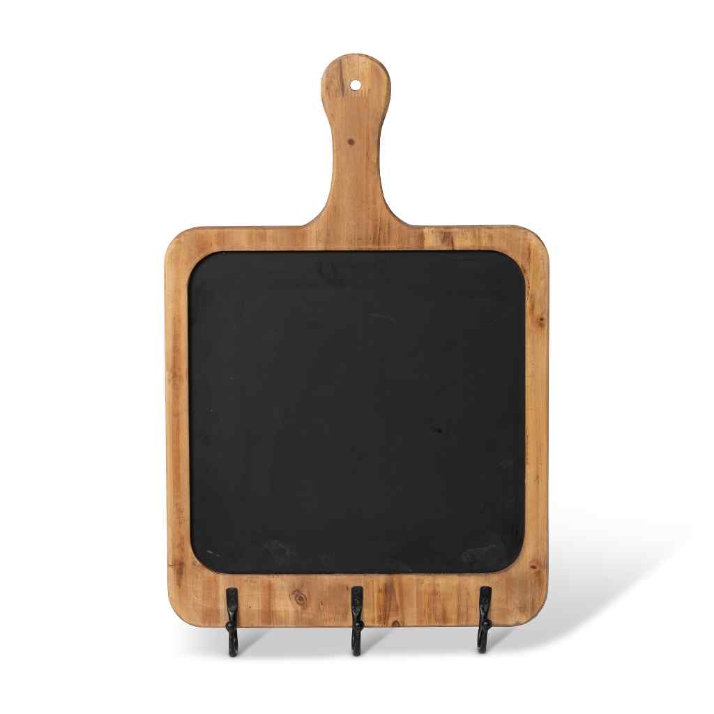 Wooden Blackboard Wall Hook Rack Brown