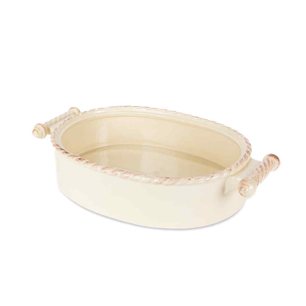 Acanthus Stoneware Lidded Casserole Dish Cream