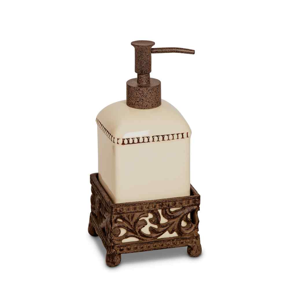 Acanthus Stoneware Soap/Lotion Dispenser Brown