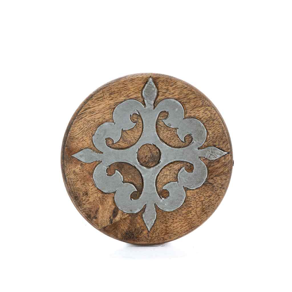 Heritage Inlay Wood Coaster Set, Set of 6 with Holder Brown