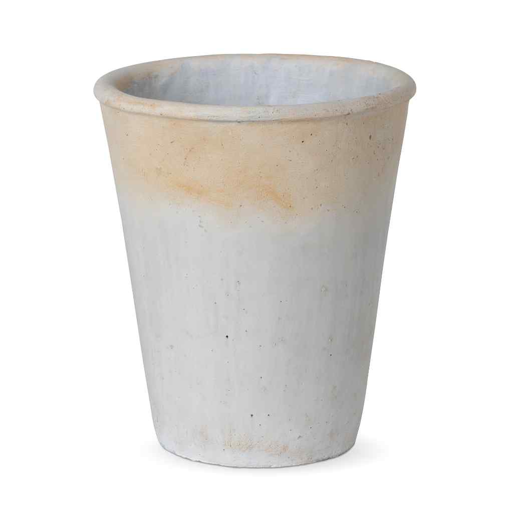 Distressed Concrete Tall Planter, Large White