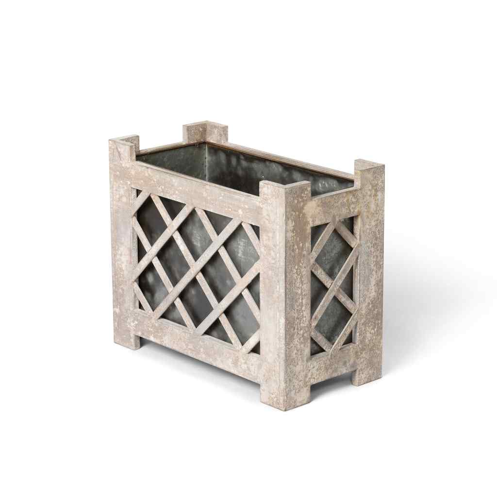 Lattice Iron Garden Planter White