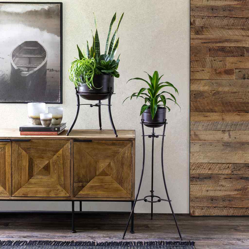 Portal Metal Stand and Pot, Tall Bronze