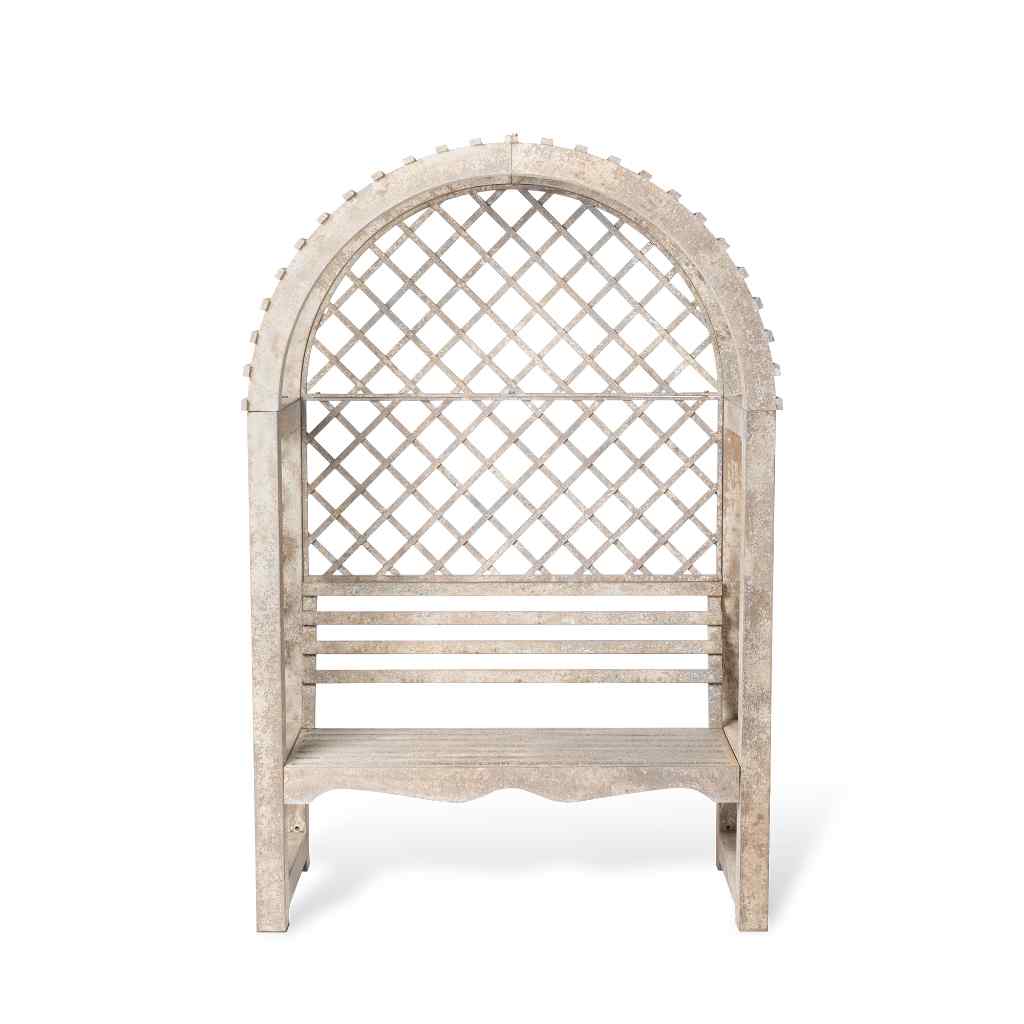 Iron Garden Trellis with Bench White