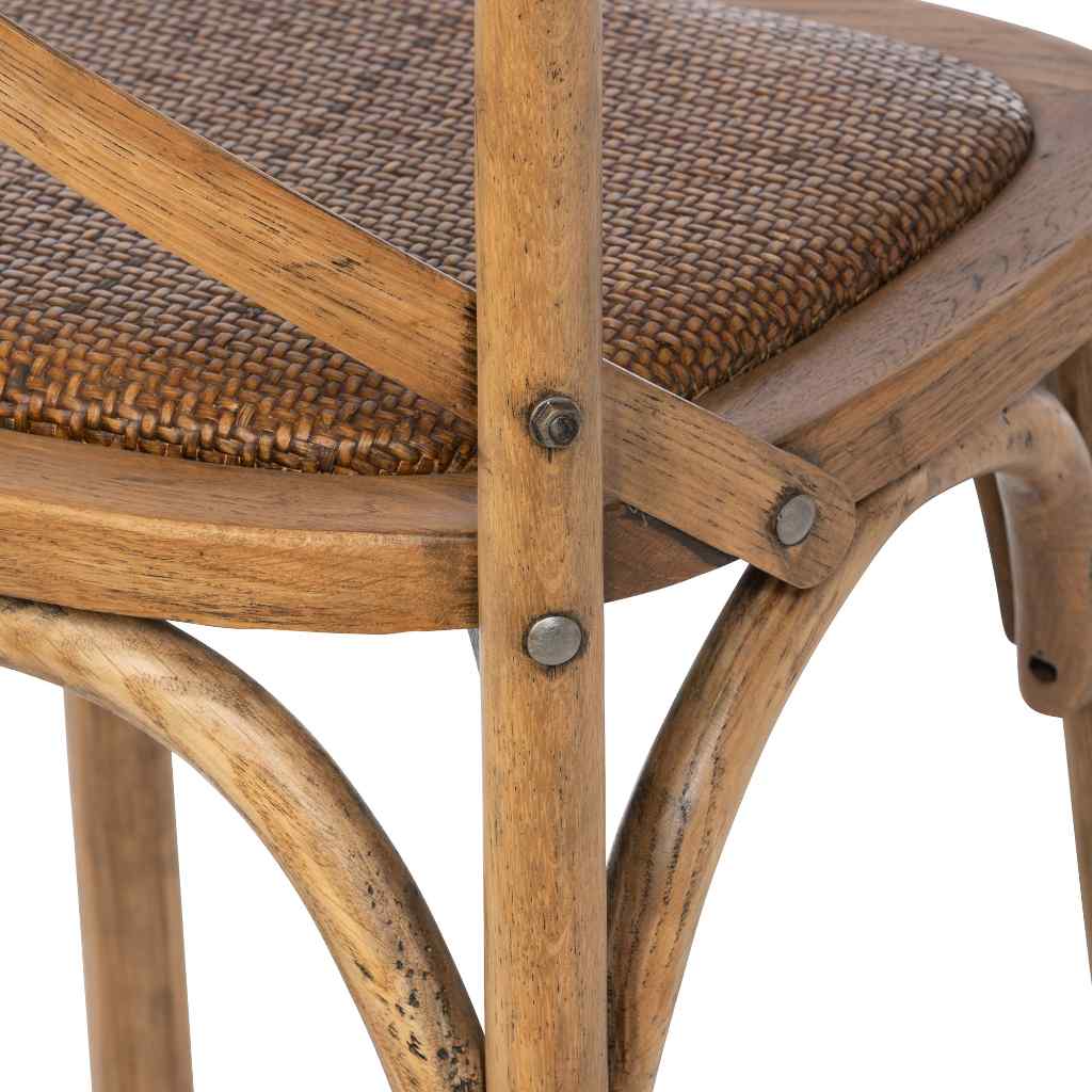Wooden Cross Back Barstool Brown