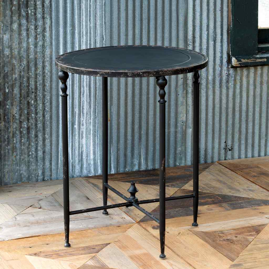 Antique Black Metal Round Side Table Black