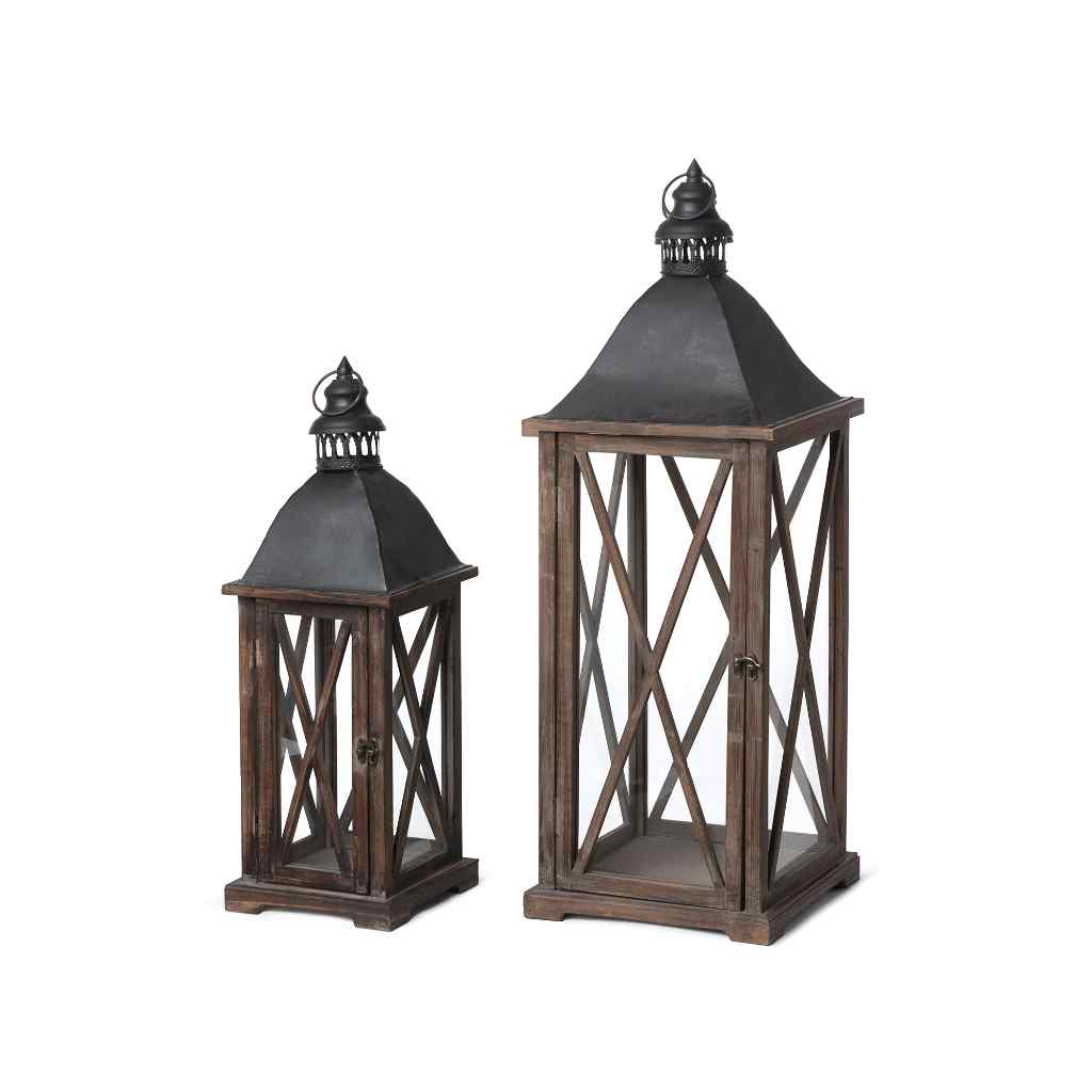 Country Club Lanterns, Set of 2 Brown