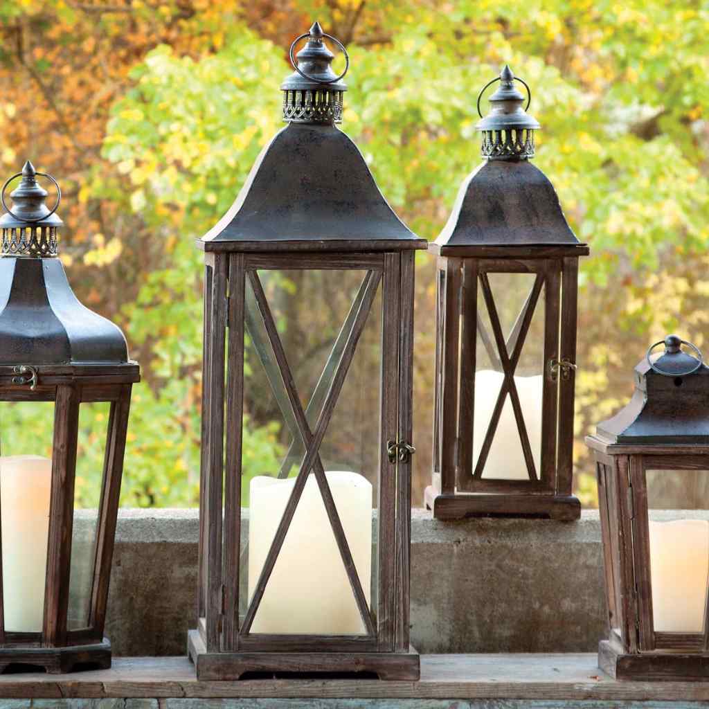 Country Club Lanterns, Set of 2 Brown