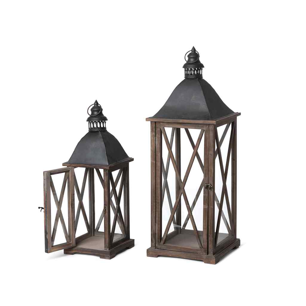 Country Club Lanterns, Set of 2 Brown