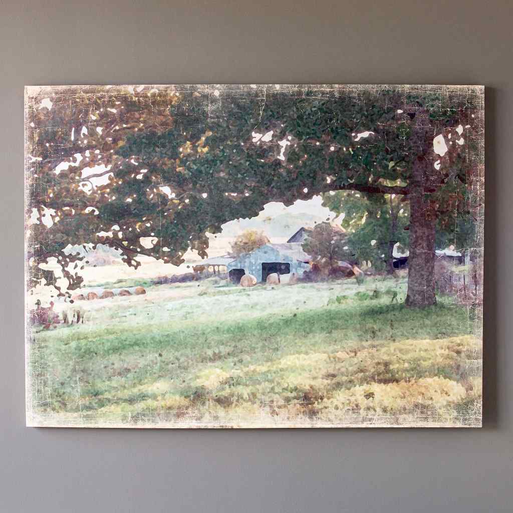 Distressed Watercolor Barn Print On Canvas Multi