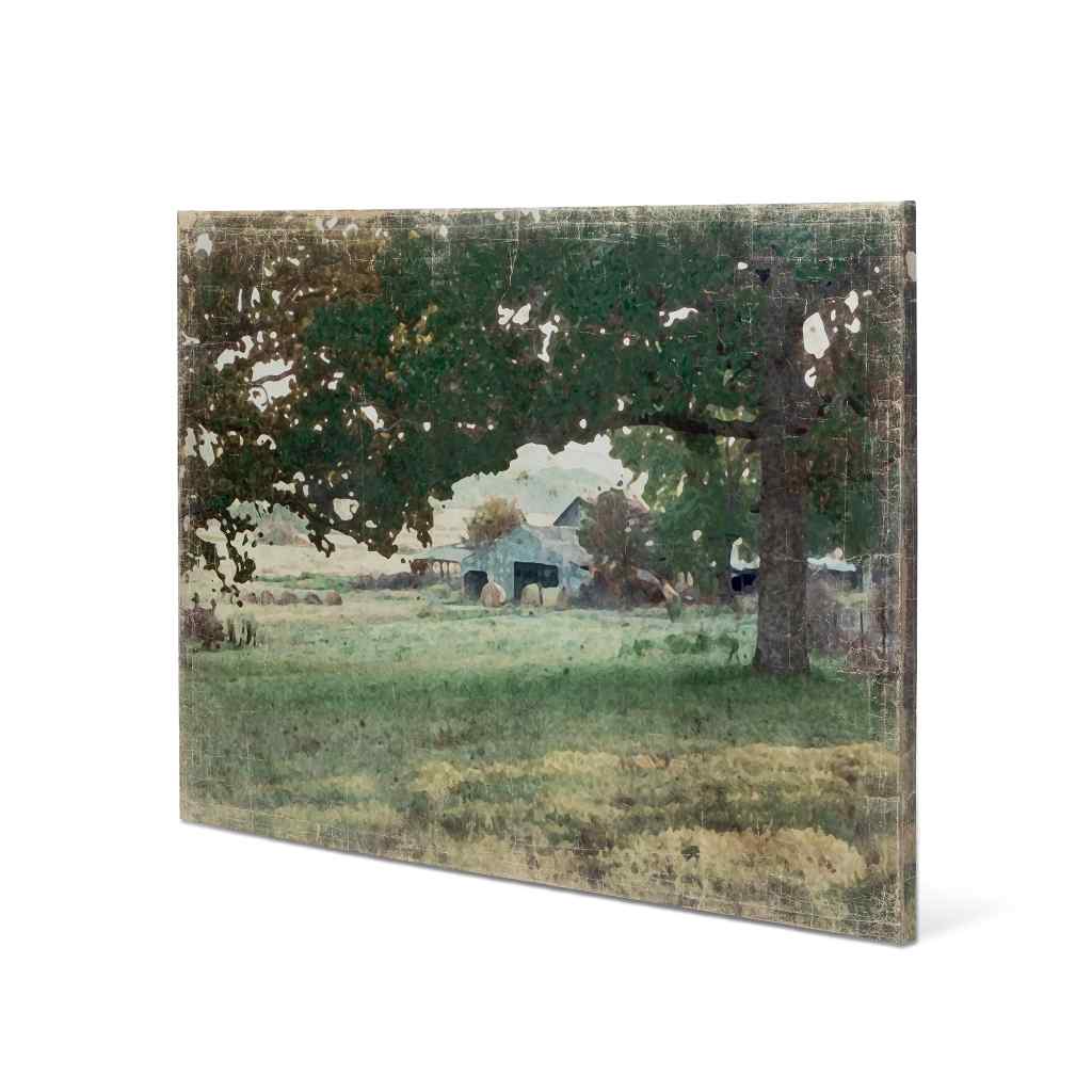 Distressed Watercolor Barn Print On Canvas Multi