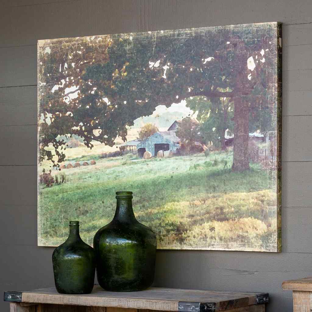 Distressed Watercolor Barn Print On Canvas Multi