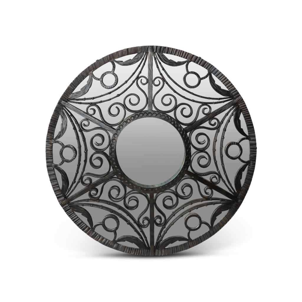 Scroll and Swag Framed Mirror, Small Black