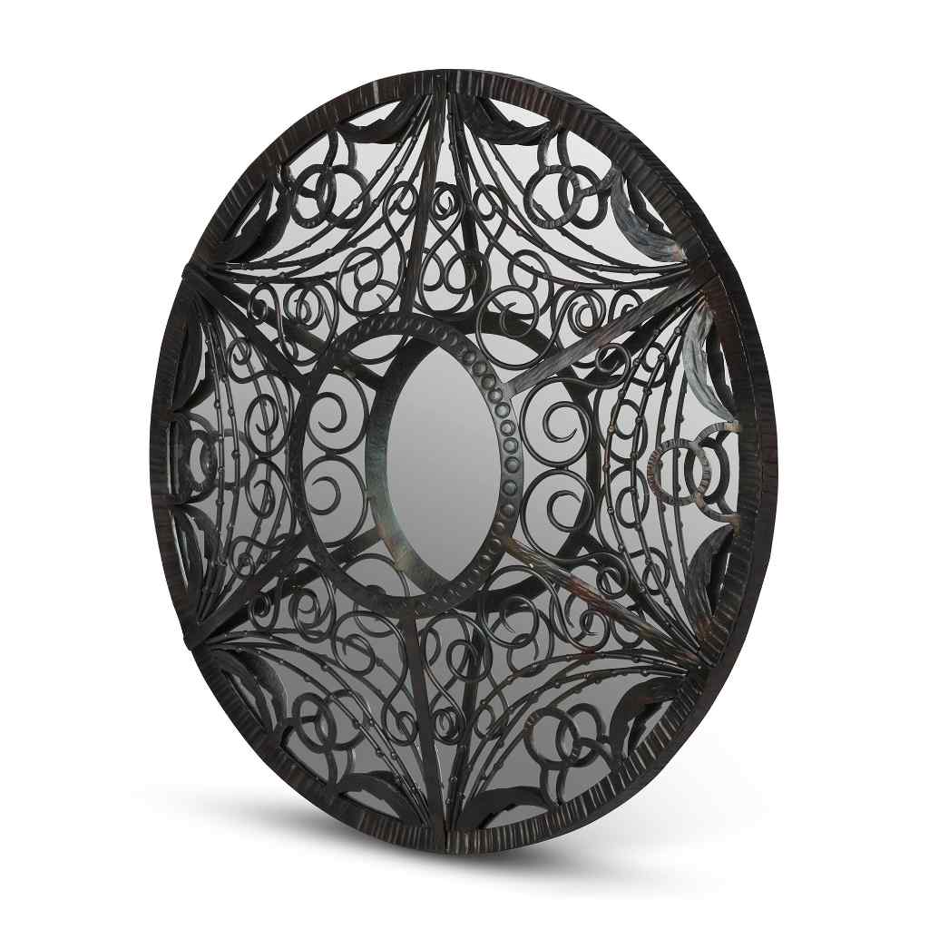Scroll and Swag Framed Mirror, Small Black