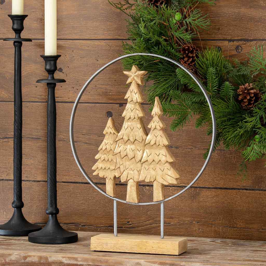 Hand Carved Christmas Tree Sculpture White