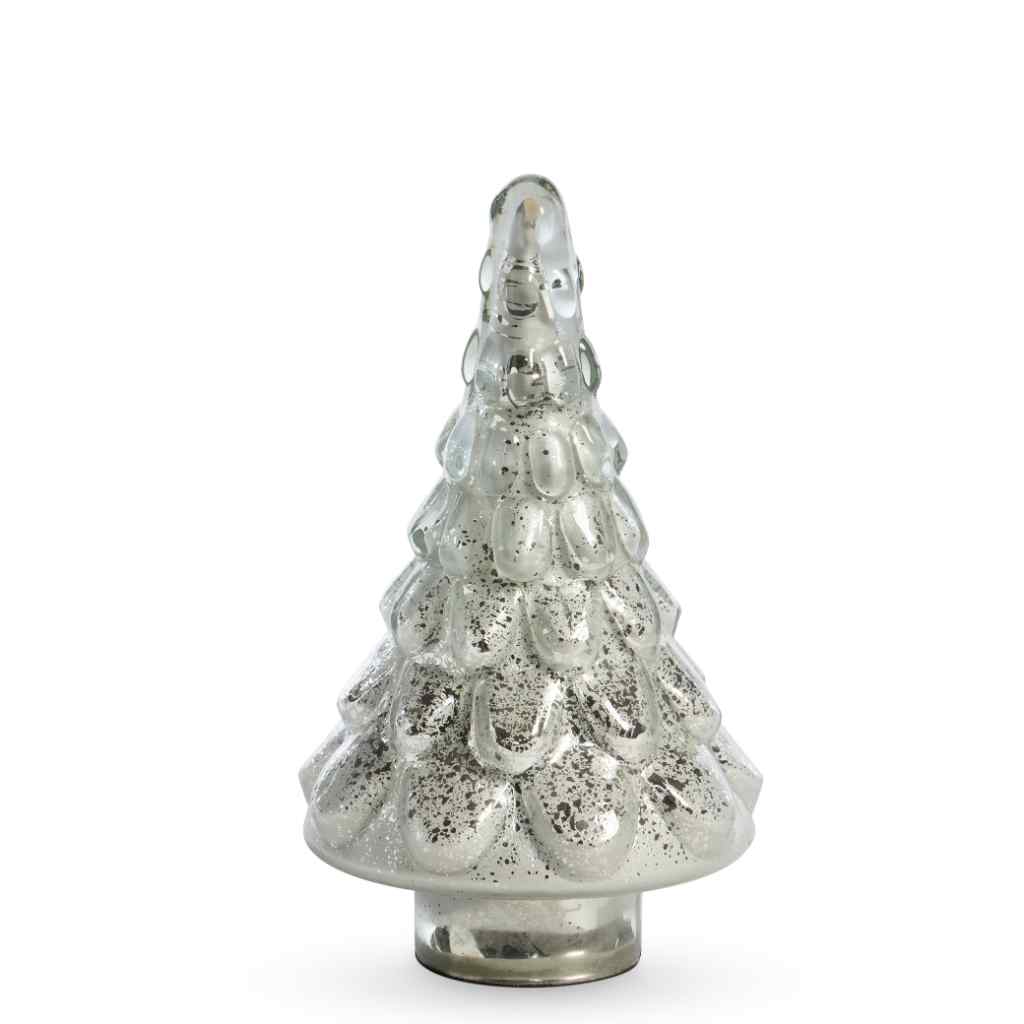 Icy Glass Tabletop Fir Tree, Medium White