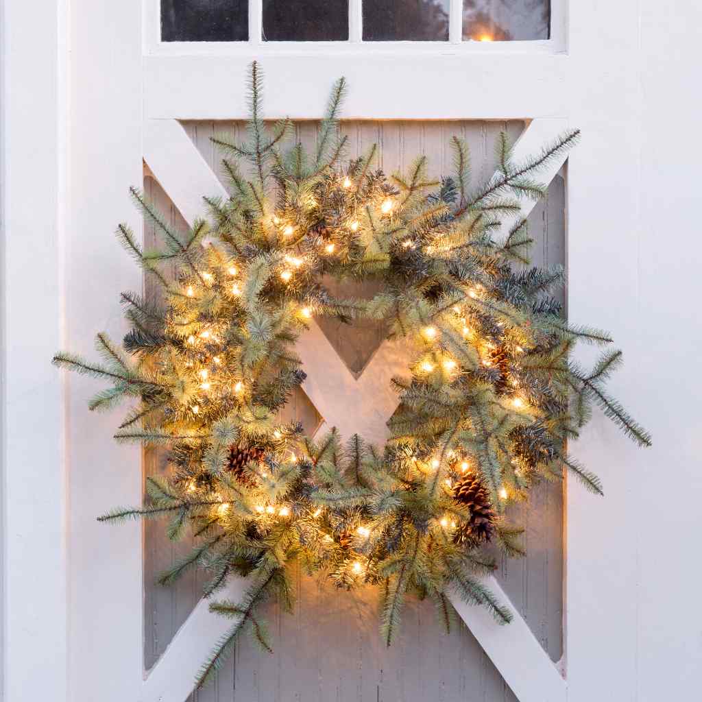 Blue Spruce Wreath with LED Lights, Extra-Large Green