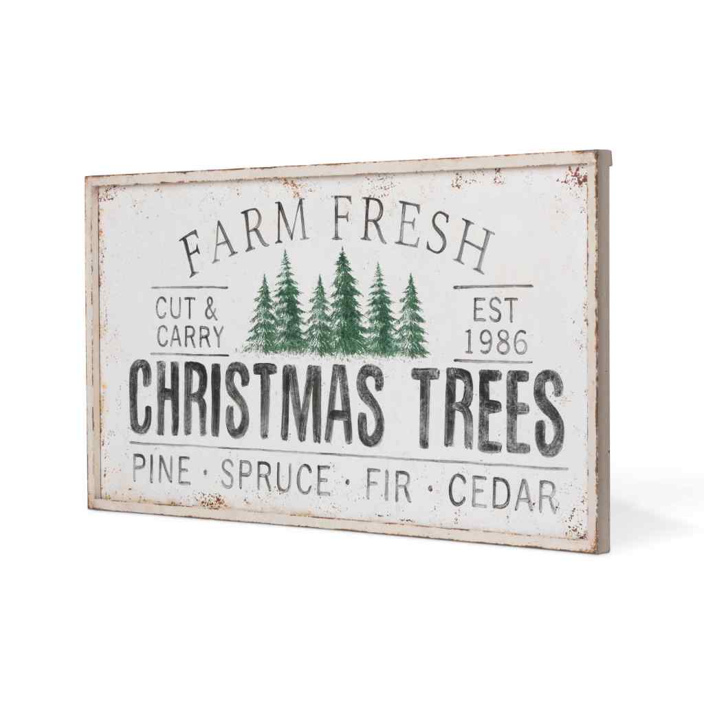 Christmas Tree Farm Iron Plaque White