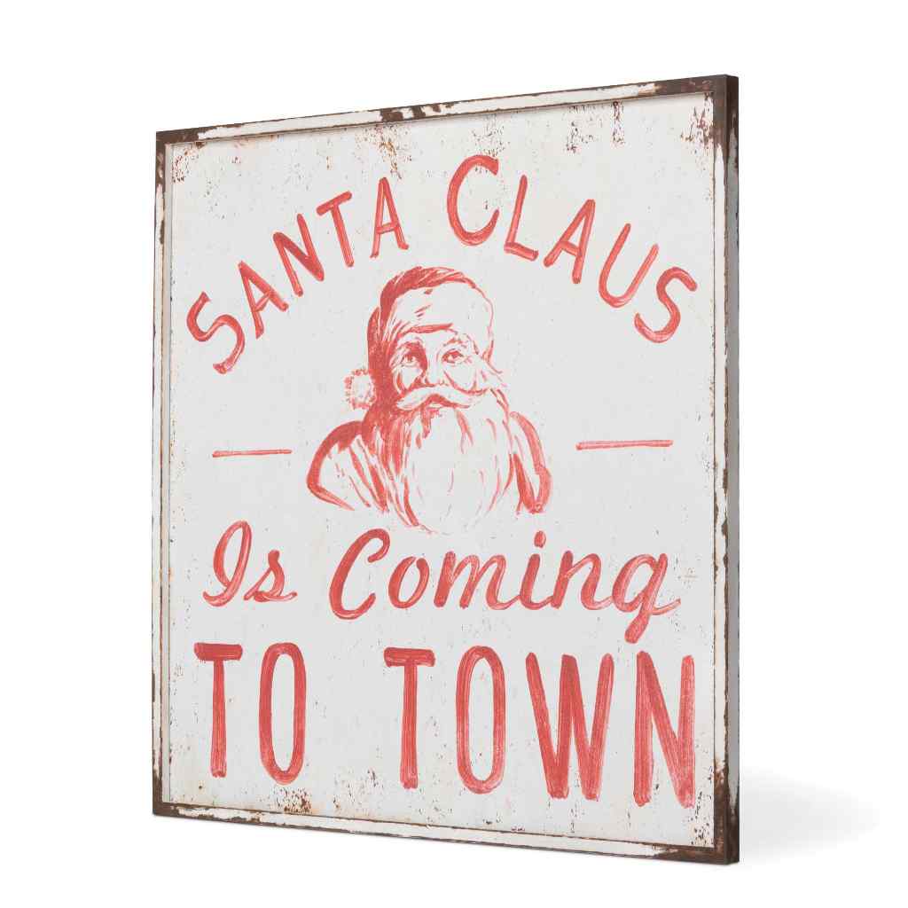 Santa Claus Square Iron Plaque Red