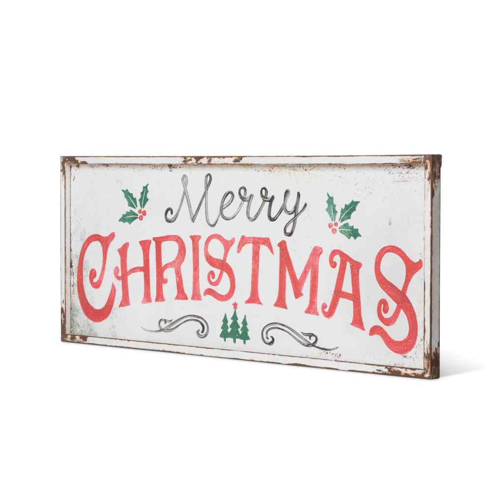 Merry Christmas Iron Plaque Red