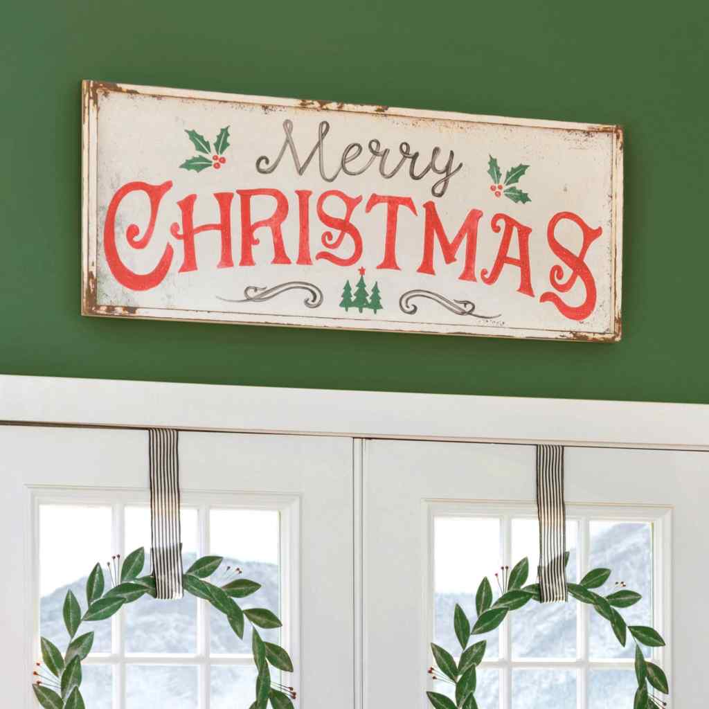 Merry Christmas Iron Plaque Red