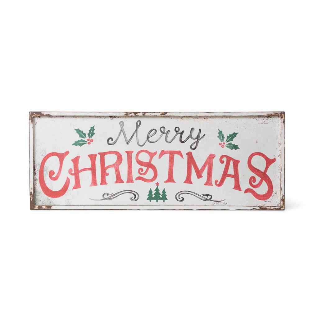 Merry Christmas Iron Plaque Red