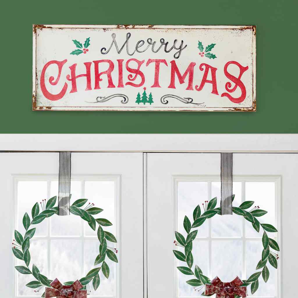 Merry Christmas Iron Plaque Red