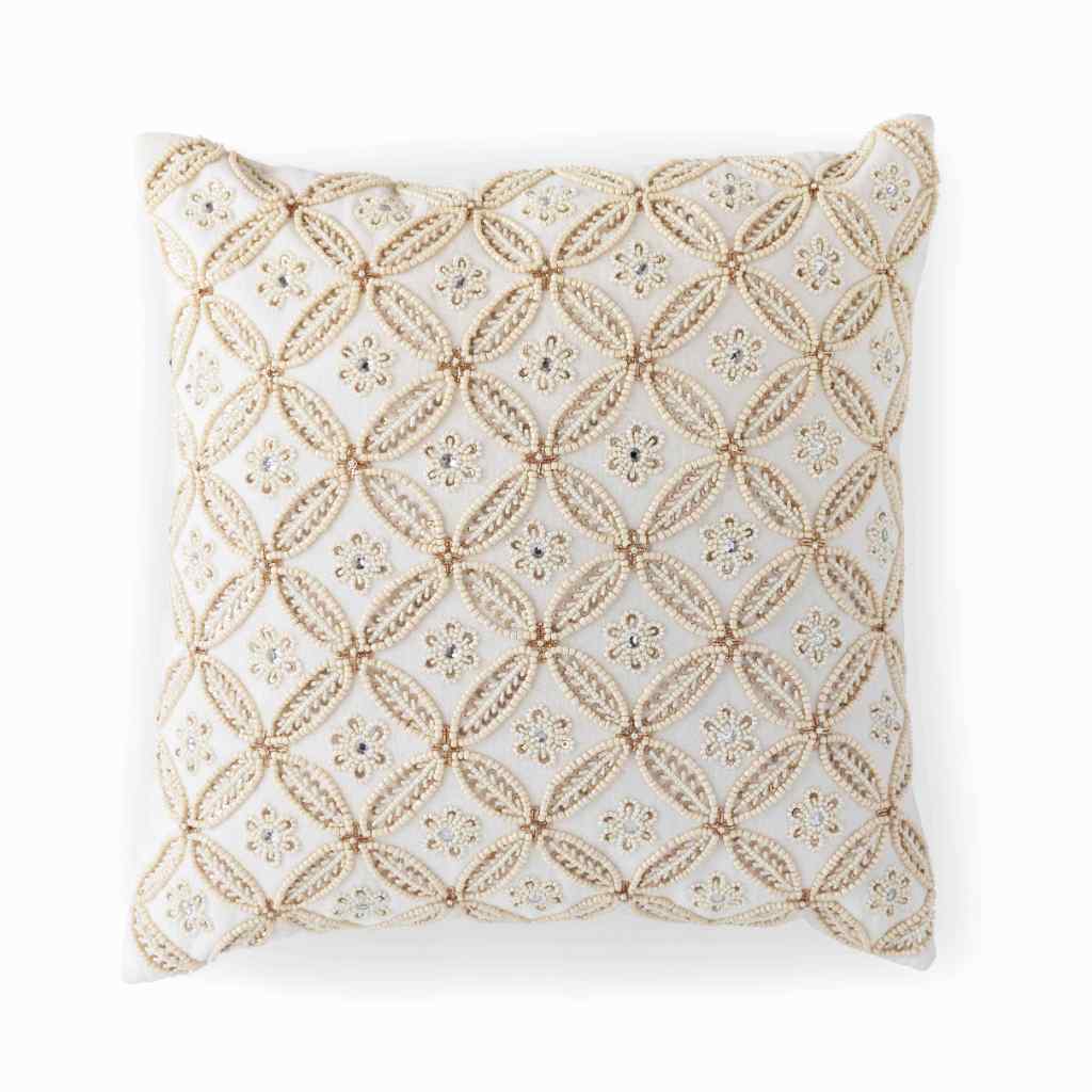 Petite Fleur Velvet Pillow Beige
