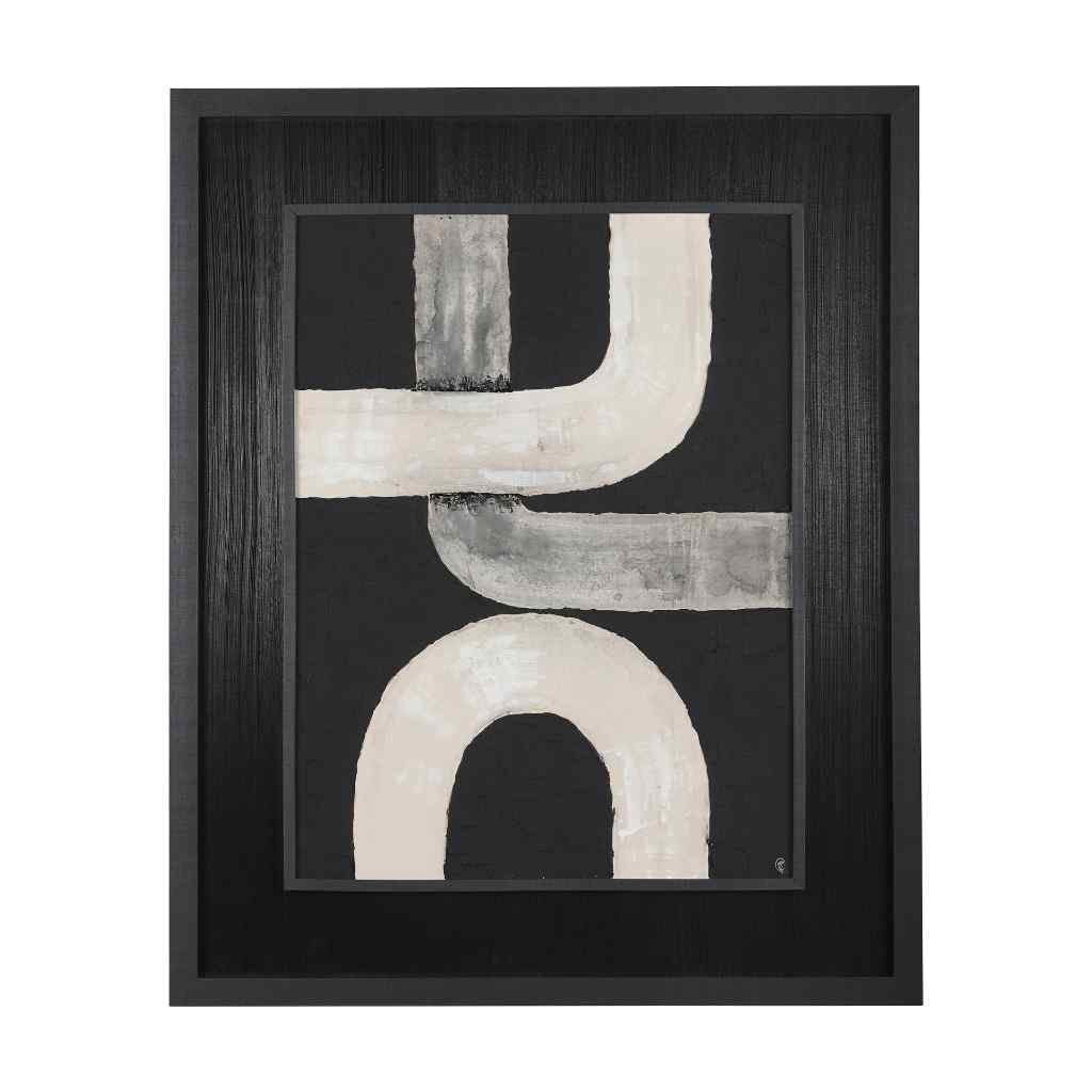Pipes Iv By Studio M A Handmade Original Framed Artwork Under Glass Black,Gray
