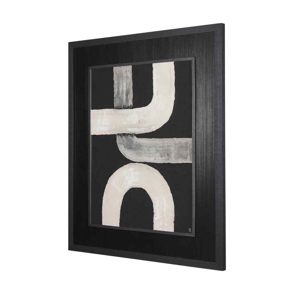 Pipes Iv By Studio M A Handmade Original Framed Artwork Under Glass Black,Gray