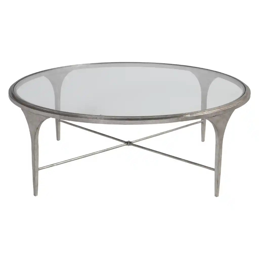 Porto Silver Round Cocktail Table Silver Leaf