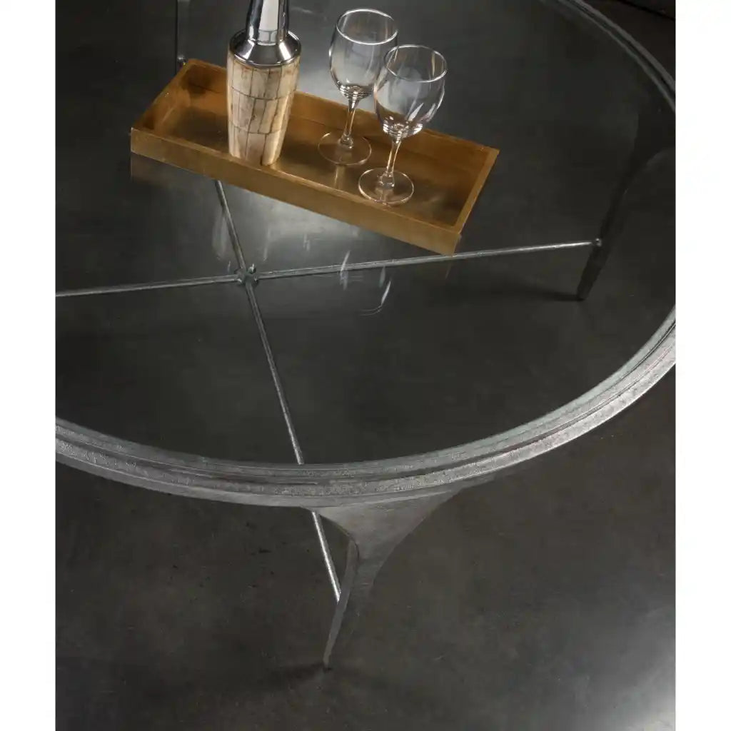 Porto Silver Round Cocktail Table Silver Leaf