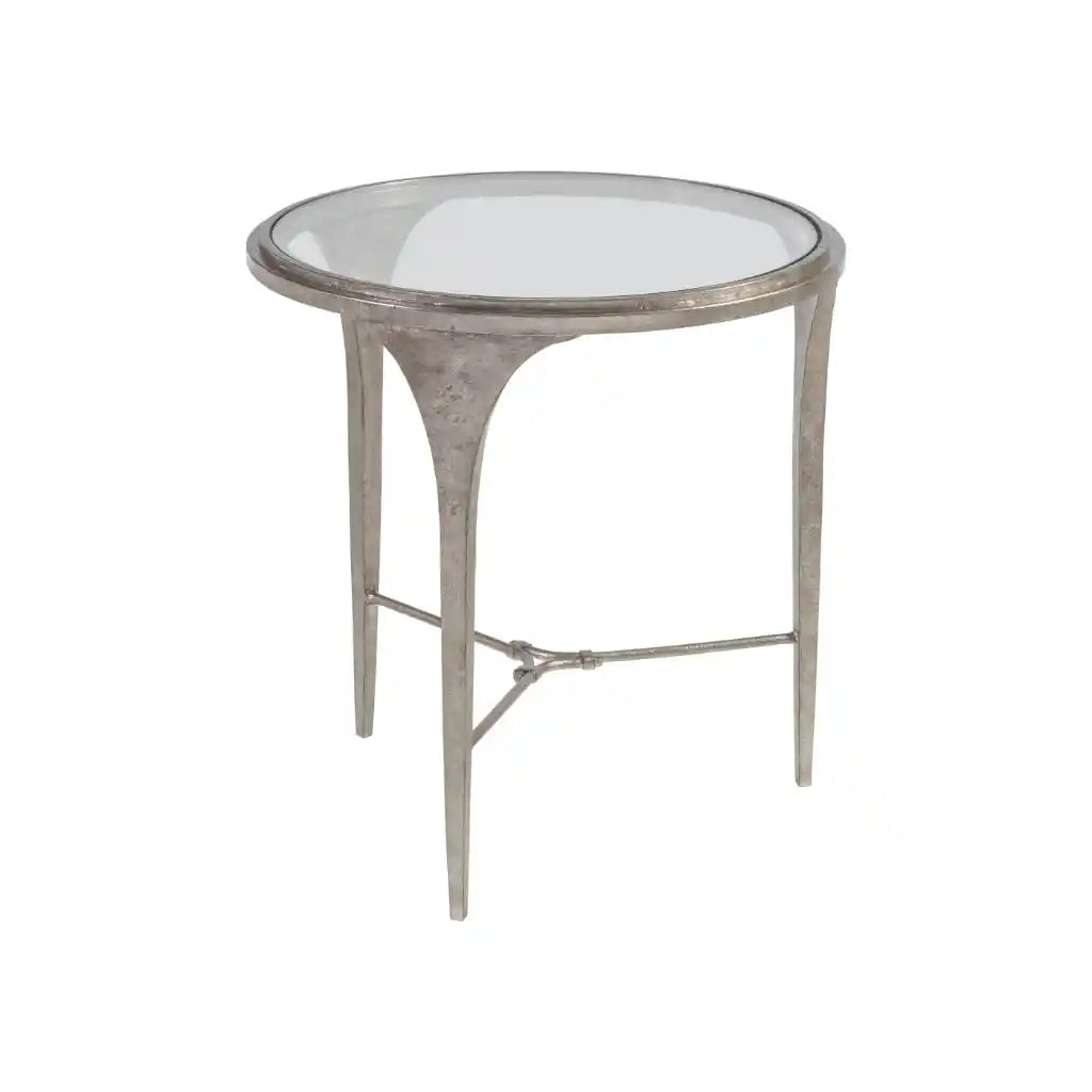 Porto Silver Round End Table Silver Leaf