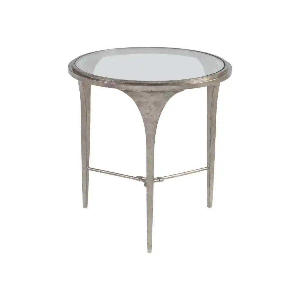 Porto Silver Round End Table Silver Leaf