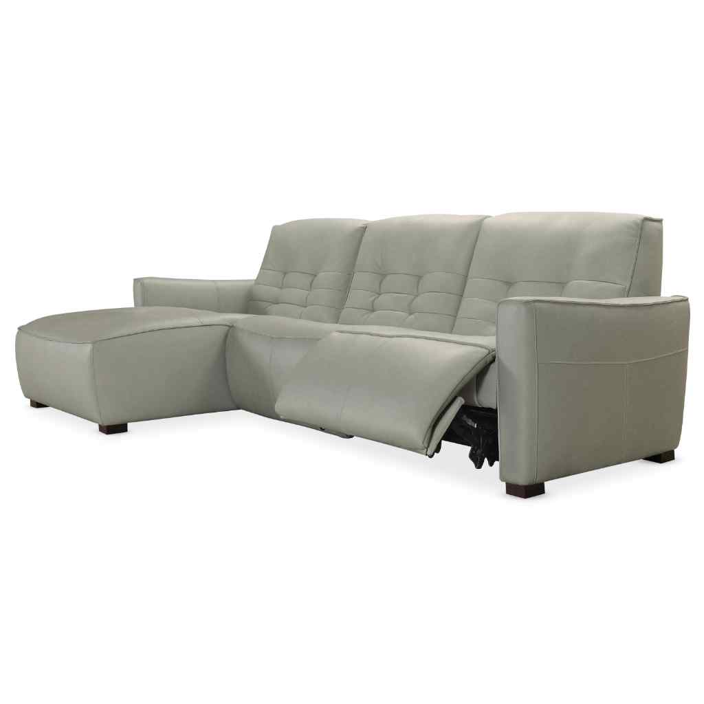 Reaux Power Motion Sofa with LAF Chaise with 2 Power Recline Grey