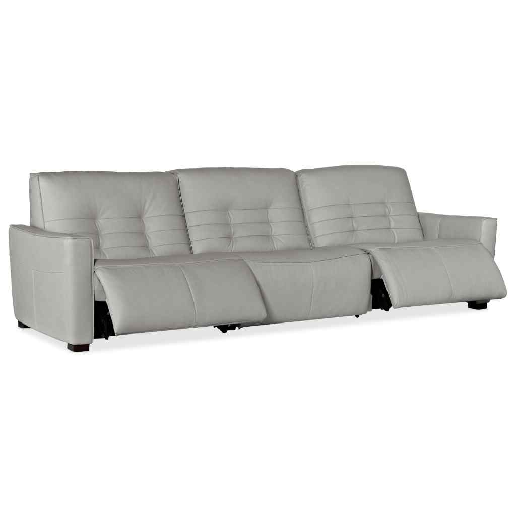 Reaux Power Recline Sofa with 3 Power Recliners Grey