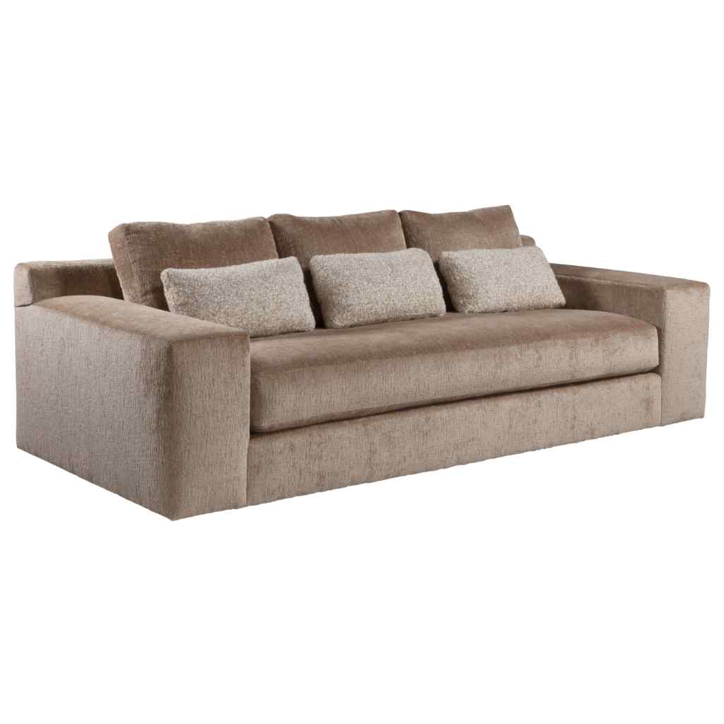 Rita Bench Seat Sofa - Artistica Upholstery Brown with Light Pillows