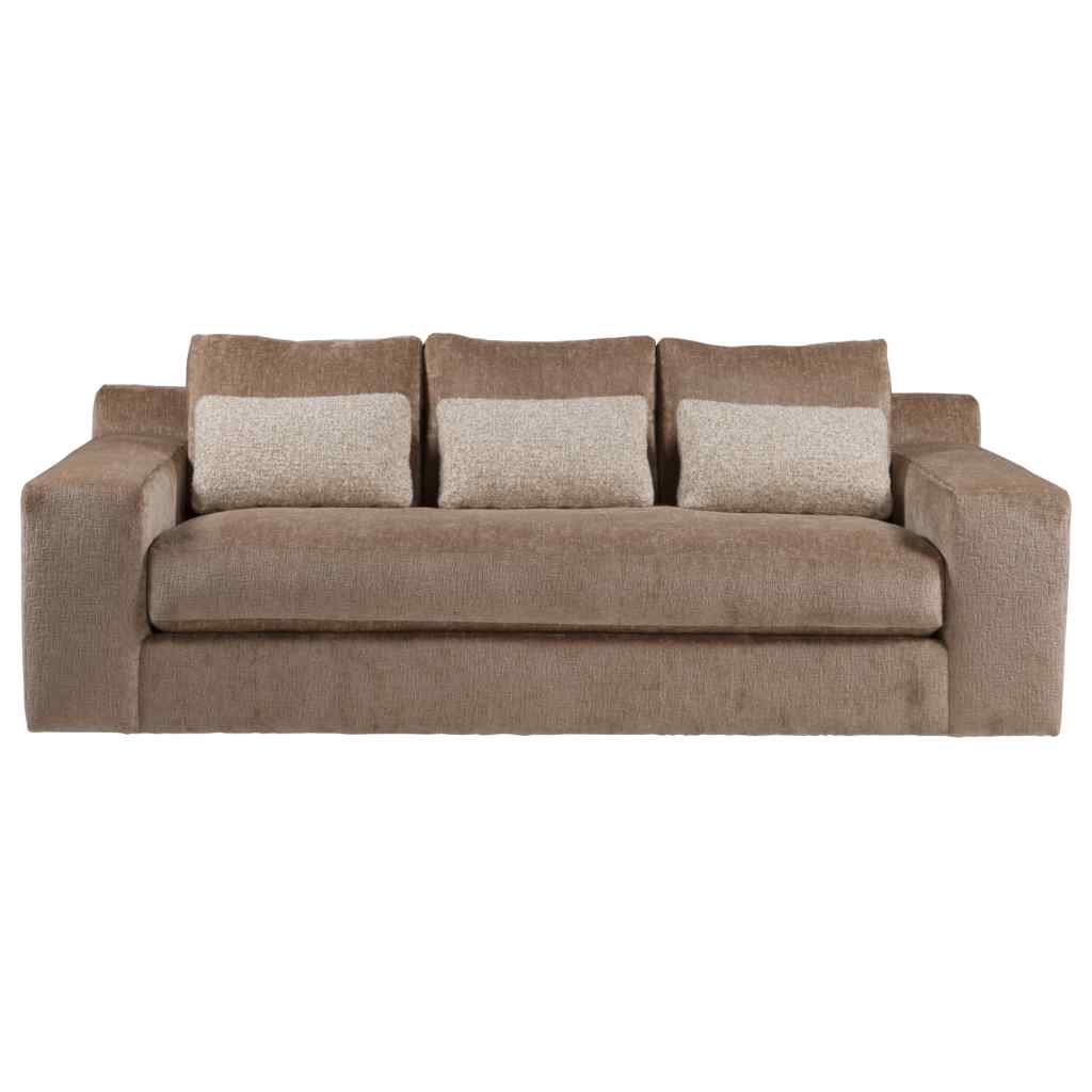 Rita Bench Seat Sofa - Artistica Upholstery Brown with Light Pillows