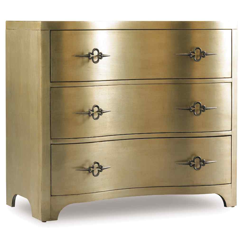 Sanctuary Three-Drawer Shaped Front Gold Chest Gold