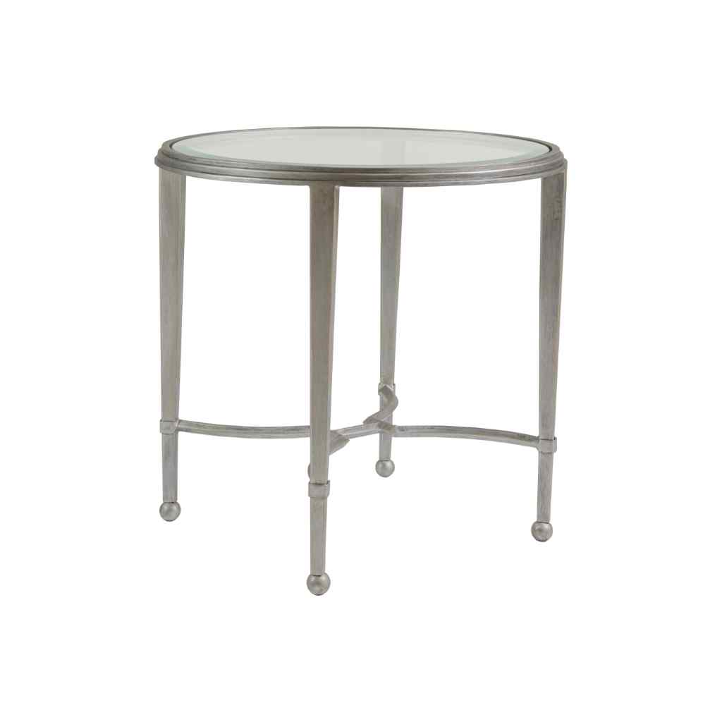 Sangiovese Round End Table - Metal Designs Silver Leaf