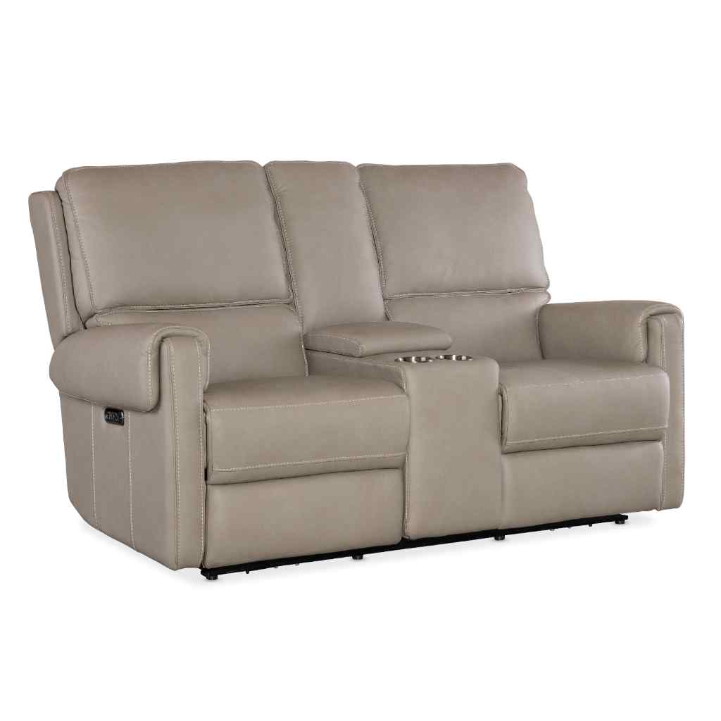 Somers Power Console Loveseat with Power Headrest - II Light Gray