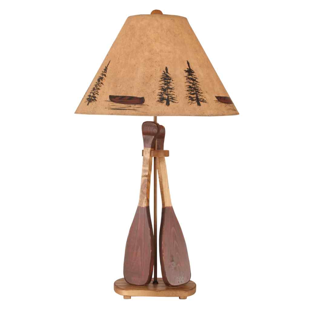 Stain-Red 2 Paddle Table Lamp Stain/Red Accent