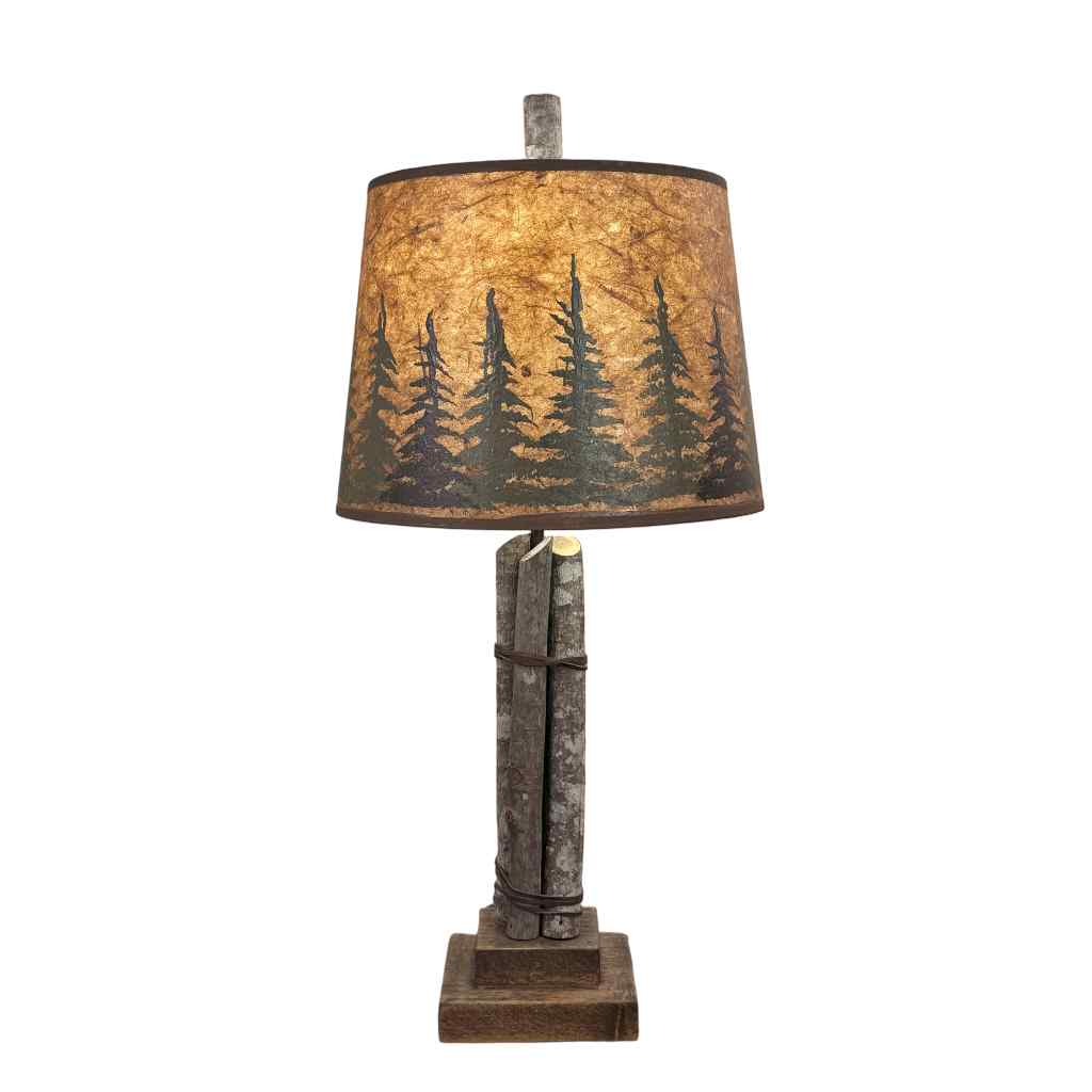 Stick Accent Lamp With Rough Sawn Base Rough Stain