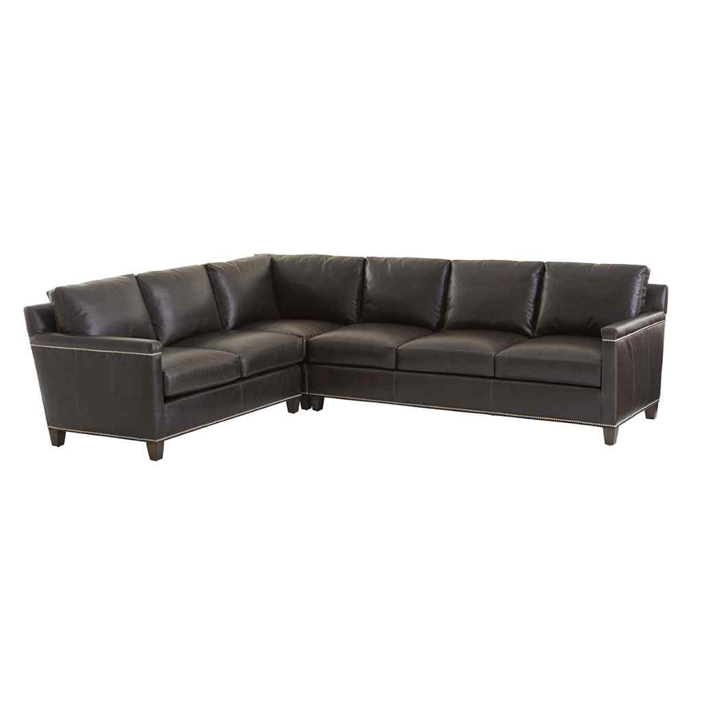 Strada Leather Sectional Sofa Misty Gray